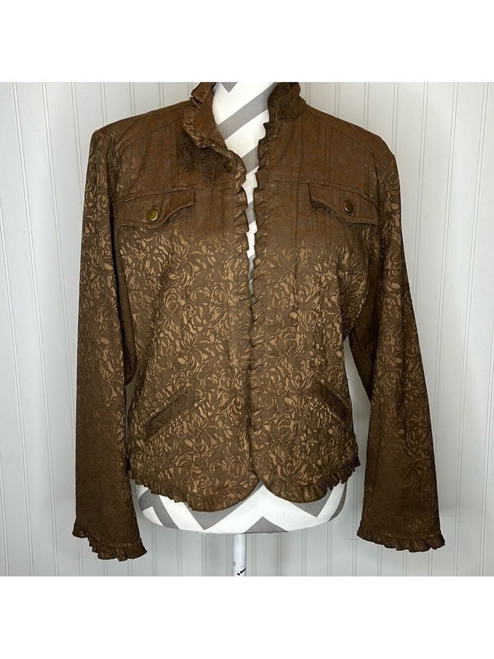 Coldwater Creek Ruffled Open Front Jacket Size Medium